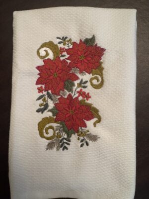 christmas poinsettia tea towel