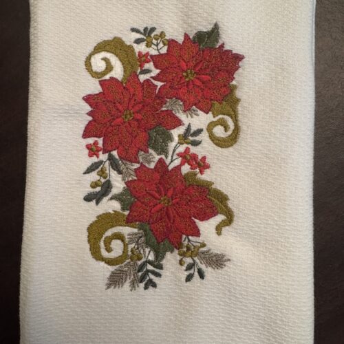 poinsettia towel christmas poinsettia tea towel